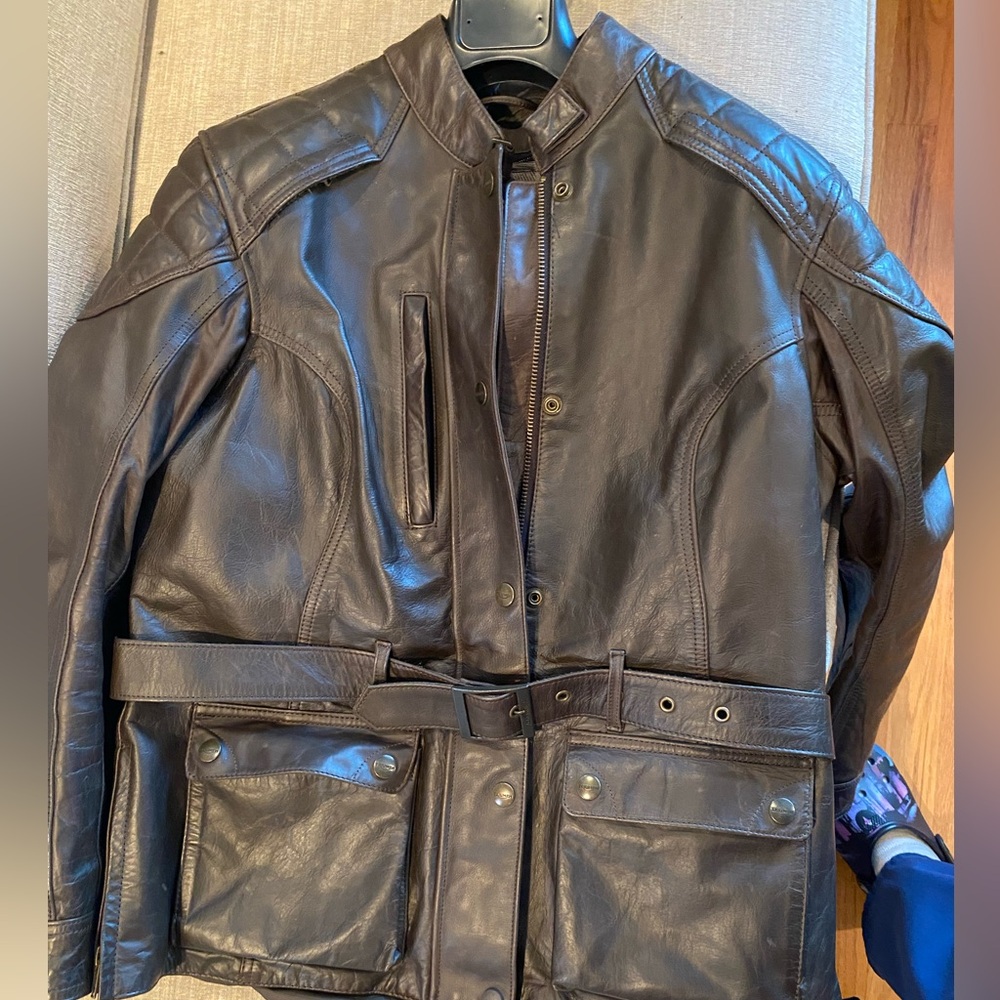 Triumph L brown leather jacket motorcycle